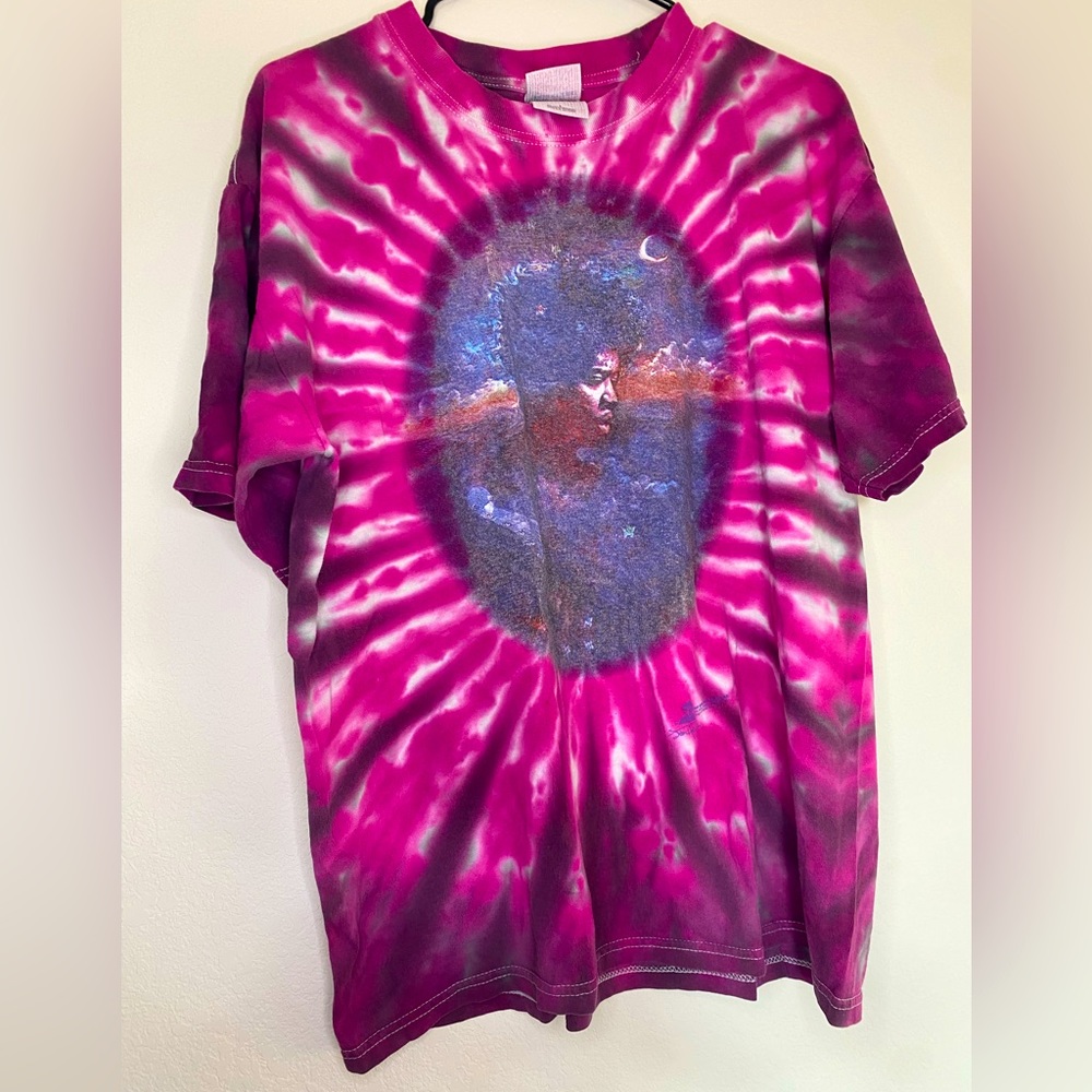VTG 1997Jimi Hendrix Tie Dye T Shirt Size Large, Printed Face W/ Lyrics